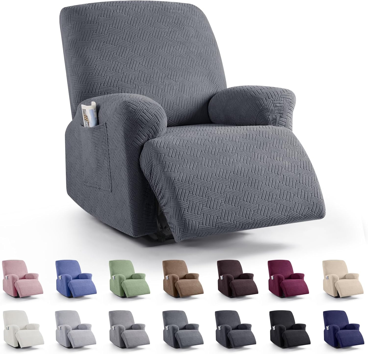 Recliner Covers, Stretch Reclining Chair Covers, Recliner Sofa Slipcovers Stripe Jacquard Recliner Couch Covers Furniture Protector Covers for Pet Kid (1