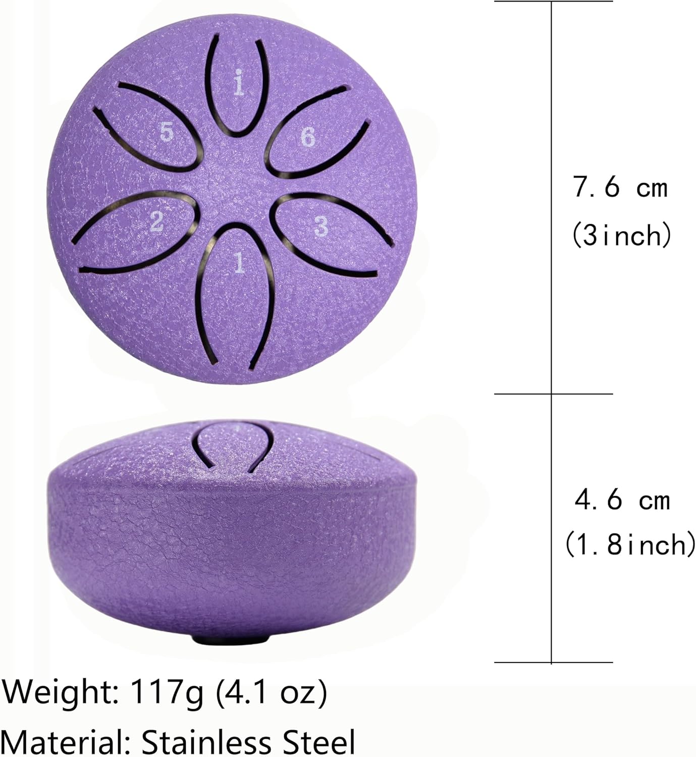 Ethereal Drums - Mini Steel Tongue Drum Kit - for sound healing, meditation and yoga - 3" 6-note - Great for beginners and relaxation - Lavender Purple โ image 2