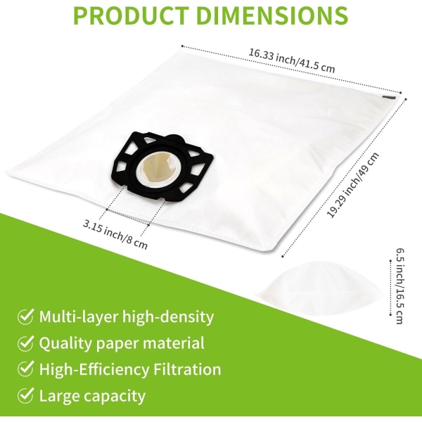 10 vacuum cleaner bags for Kärcher vacuum cleaners, compatible with wd4 wd5 wd6 mv4 mv5 mv6 — image 2