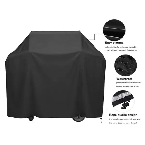 Waterproof 210D Oxford Grill Cover with PVC Coating, UV and Wind Resistant Protection for Outdoor BBQ Grills, Black, 190 × 71 × 117 cm — image 4