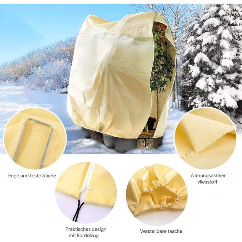 Plant Cover, Adjustable Plant Protection Cover With Zipper Drawstring, Reusable Frost-Proof Plant Protection Bag, 180 X — image 2