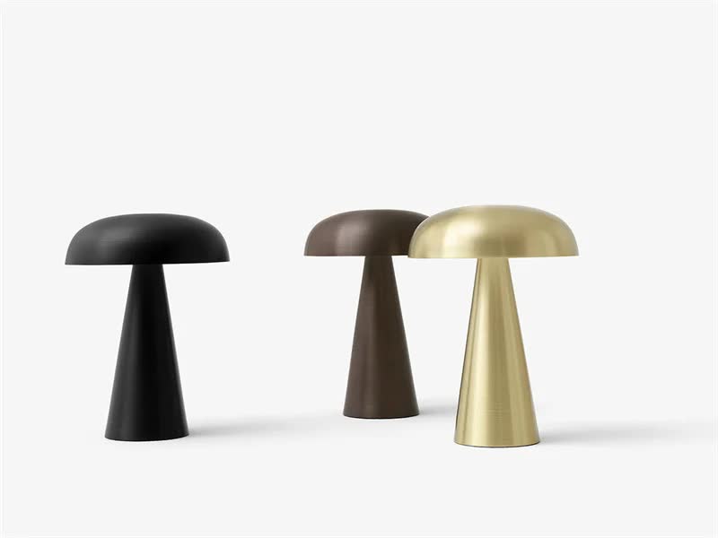 Silver Metal Mushroom Table Lamp - Rechargeable Touch Control Ambient Light with Remote — image 3