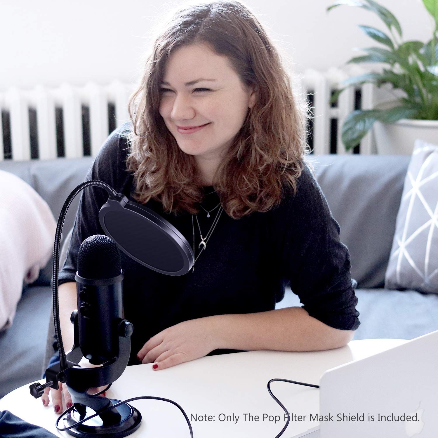 Any other microphone, double-layer windproof screen, with flexible 360 degree gooseneck clip stabilizing arm — image 3