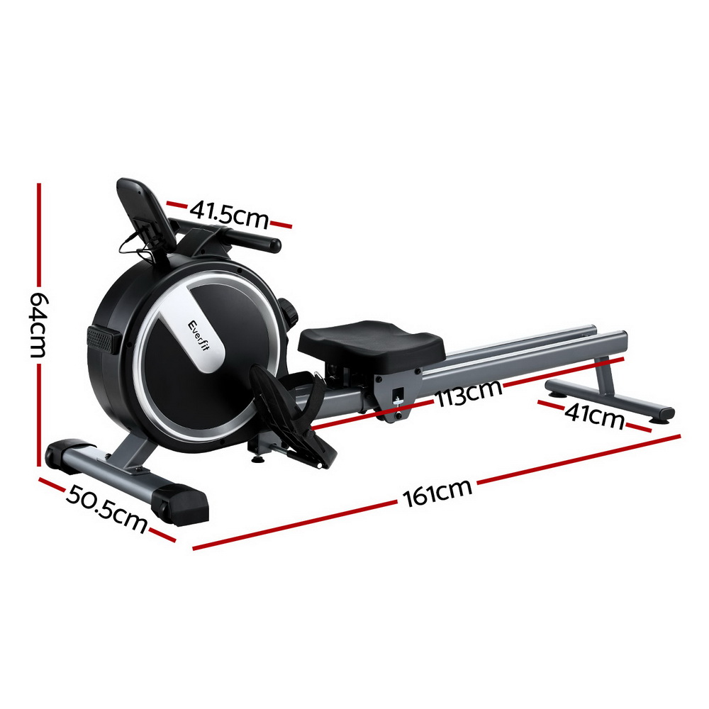 Everfit 16 Level Magnetic Rowing Machine for Home with App Connect Black — image 2