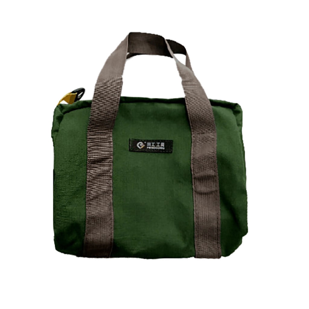2 Pieces Heavy Duty Canvas Tool Bags with Hard Waterproof Bases, Wide Mouth Carry Totes for Tools, 40 x 22 x 15 cm, Green โ image 6
