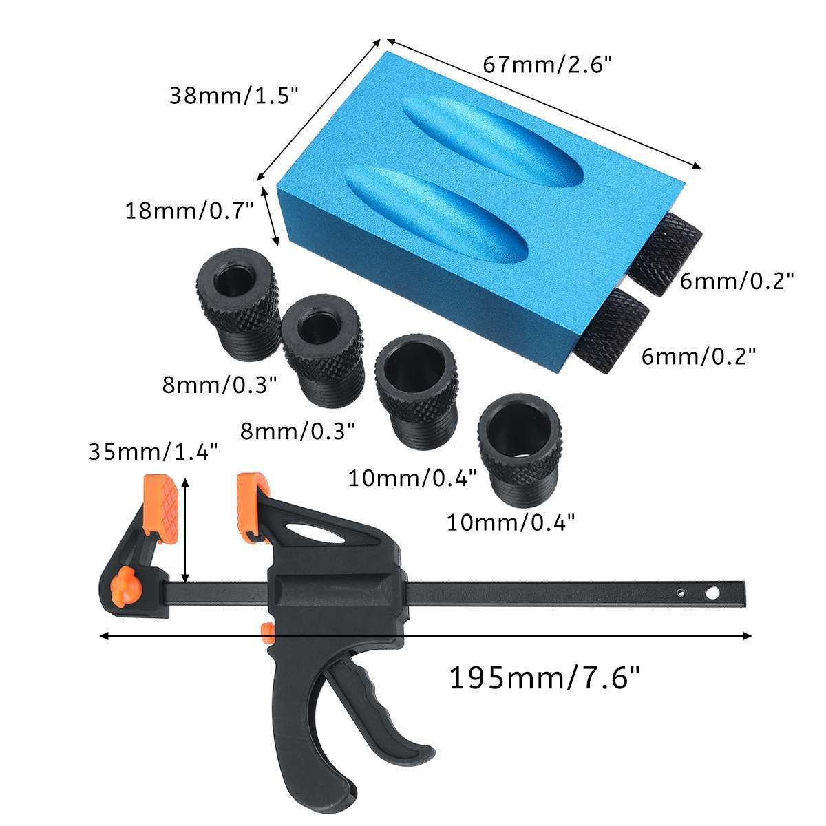8Pcs Pocket Hole Jig, Dowel Drill Joinery Kit Hole Screw Jig Woodworking Angle Drilling Holes, Angle Carpentry Locator Jig — image 2
