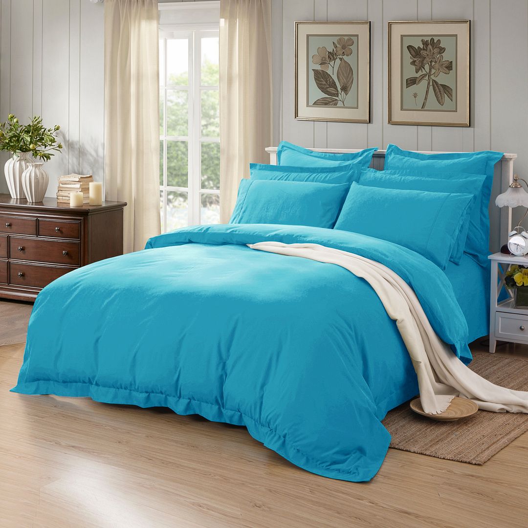 1000TC Tailored Super King Size Light Blue Duvet Quilt Cover Set — image 2