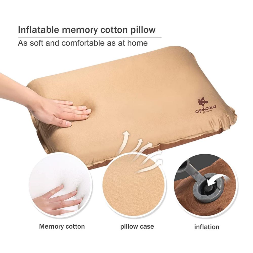 Self Inflating Camping Pillow with Ergonomic 3D Support - Gold โ image 3