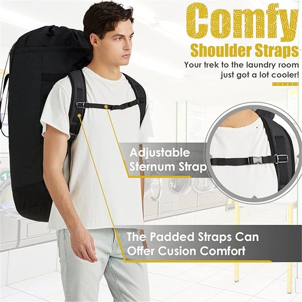 Laundry Backpack Bag 115L, Heavy Duty Laundry Bags with Shoulder Straps, Dirty Clothes Bag for College Dorm Essentials, Hamper Backpack for Travel, Laundromat — image 2