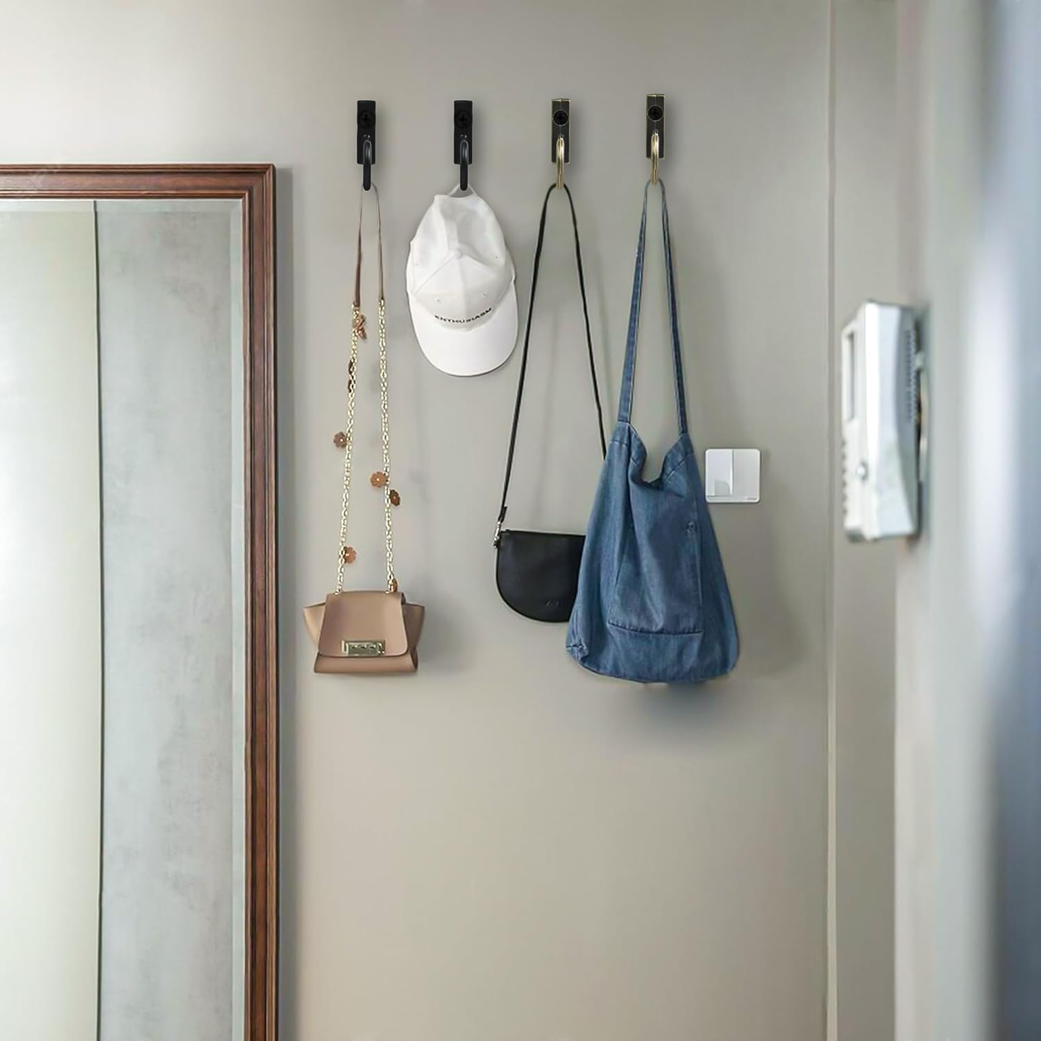 40 Pieces Key Hooks Jewelry Small Hook Wall Mounted Single for Hanging Clothes Hat Kitchen Bathroom Towel Farmhouse Retro Craft Projects Bronze β image 3