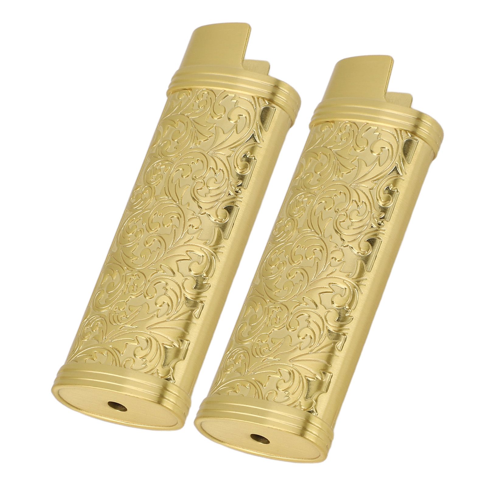 2PCS Lighter Case Cover Vintage Style Floral Stamped Zinc Alloy Shell for Lighter Protection Gold โ image 6