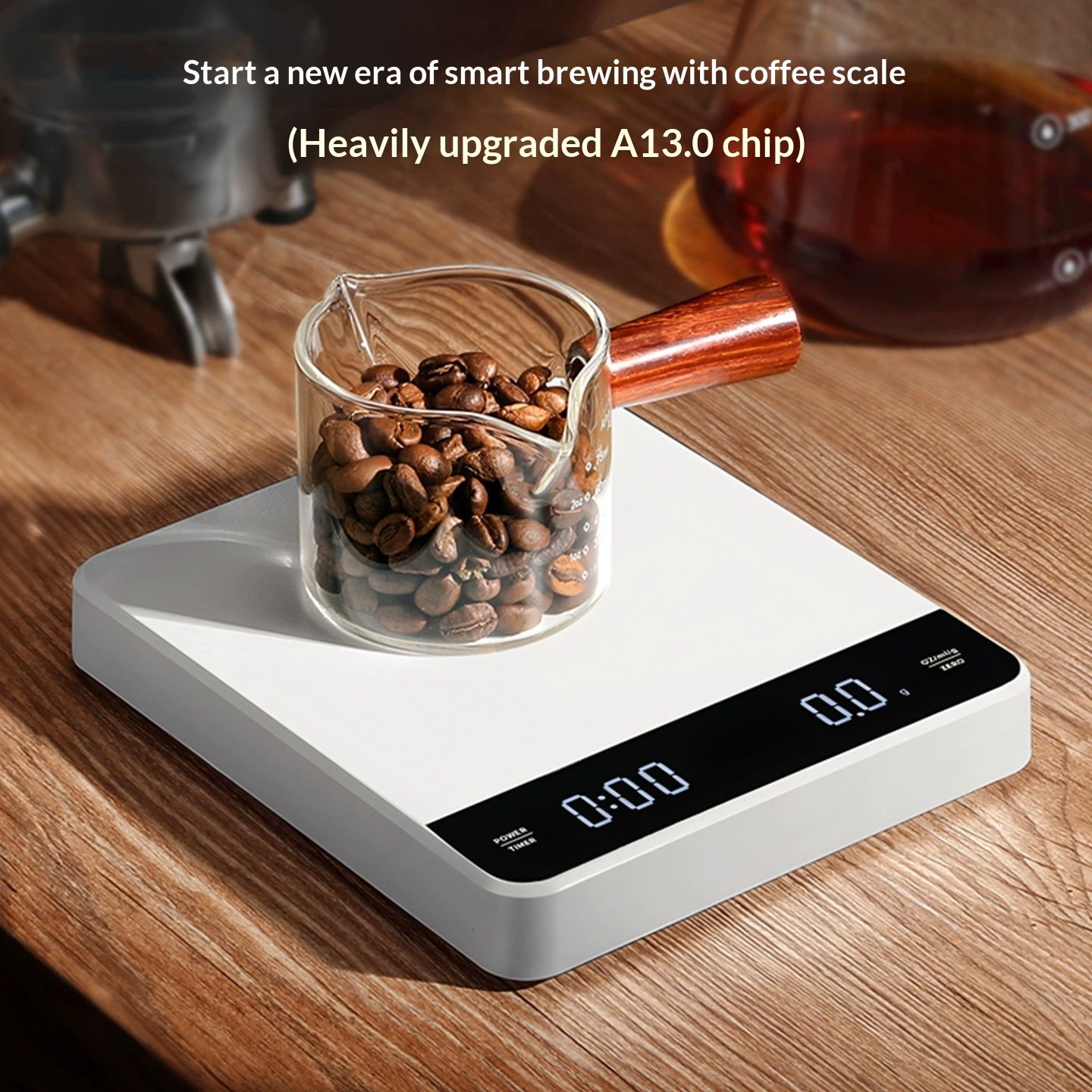 Mini Coffee Scale with Timer,Rechargeable Espresso Scale,3kg/0.1g Precision Scale for Espresso&Pour-Over Coffee,Portable Digital Kitchen Scale,White — image 5