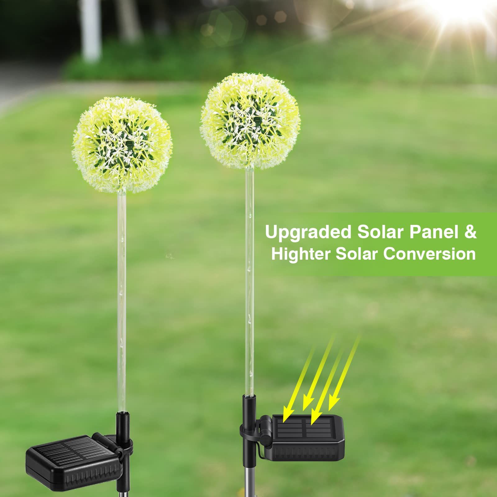 Solar Garden Lights Outdoor, 4 Pack Dandelion Solar Outdoor Lights Decorative with Colorful LED Lights, Upgraded Waterproof Solar — image 2
