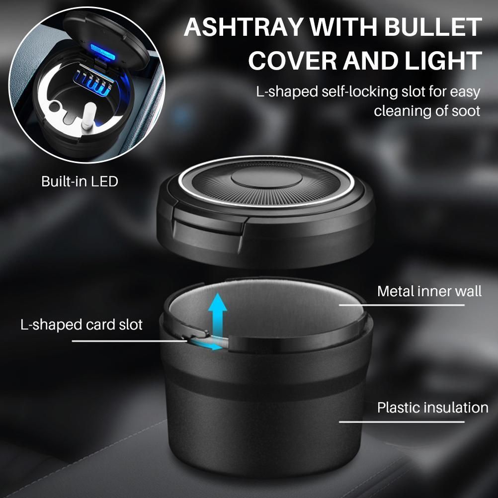 Car Ashtrays with Lid and LED Light Portable Ashtray for Car Mini Car Trash Can Waterproof for Outdoor Travel Home Use โ image 6
