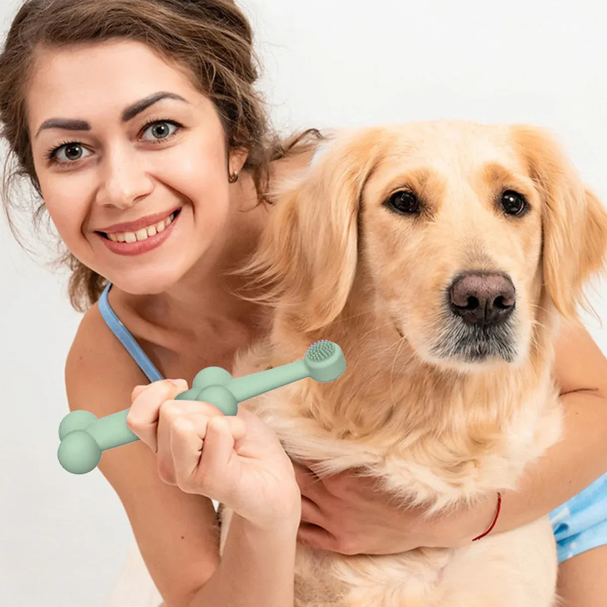 2PCS Pet Toothbrush Double for Dogs Cats Puppies Oral Hygiene Teeth Cleaning - Green — image 6