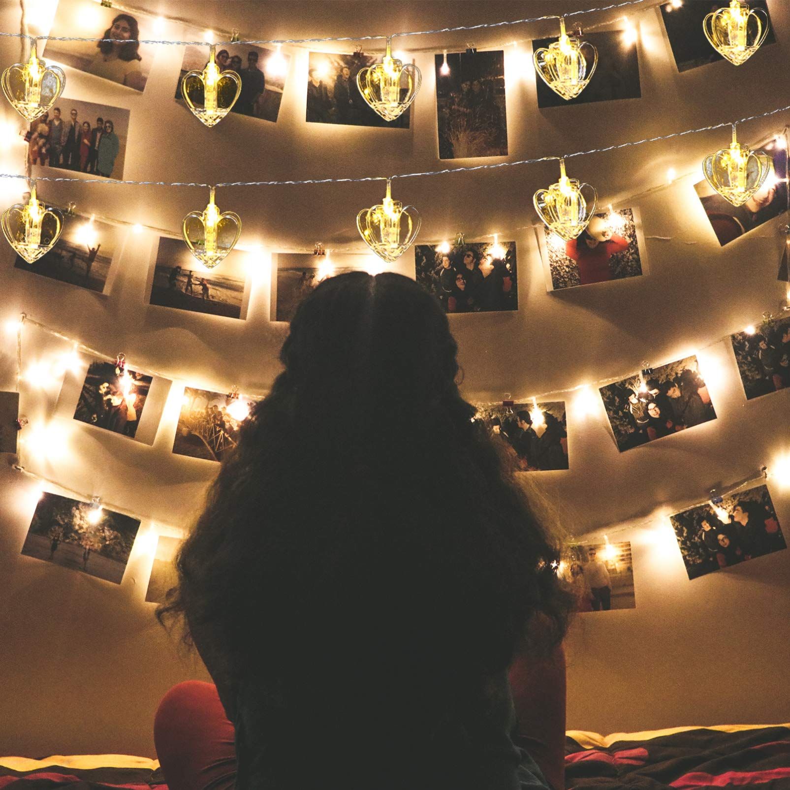 heart-shaped LED hanging clip lights โ image 3