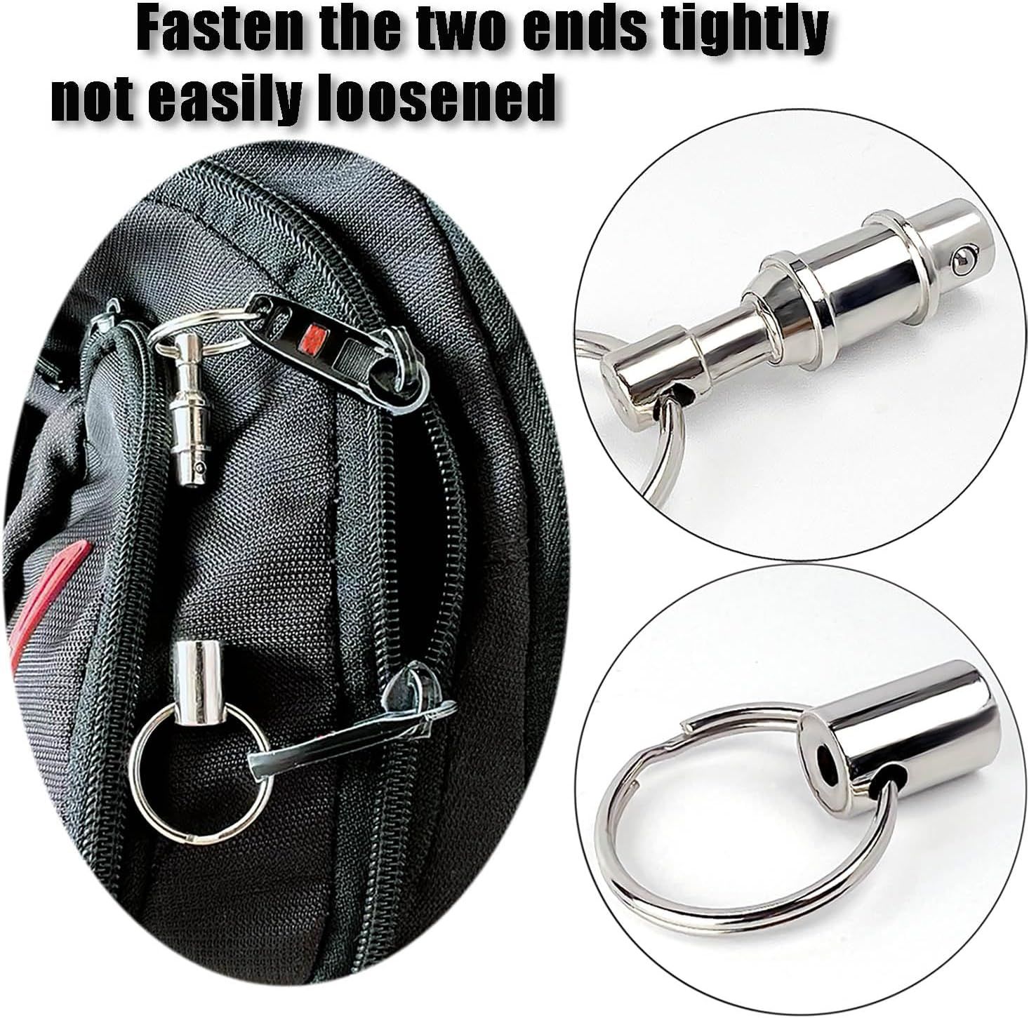 4 Pack Detachable Quick Release Keychains, Dual Pull Apart Metal Key Rings for Car Keys, Lanyards, Bags and Everyday Carry, Silver — image 4
