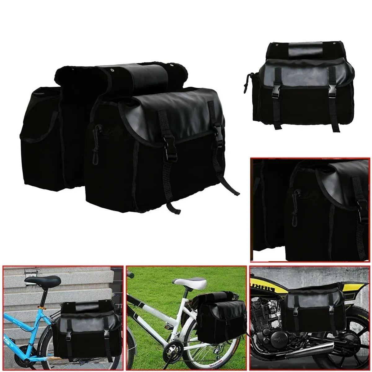 Bike Bag Motorbike Touring Saddle Bag Durable Canvas Bike Bicycle Rear Seat Bag β image 5