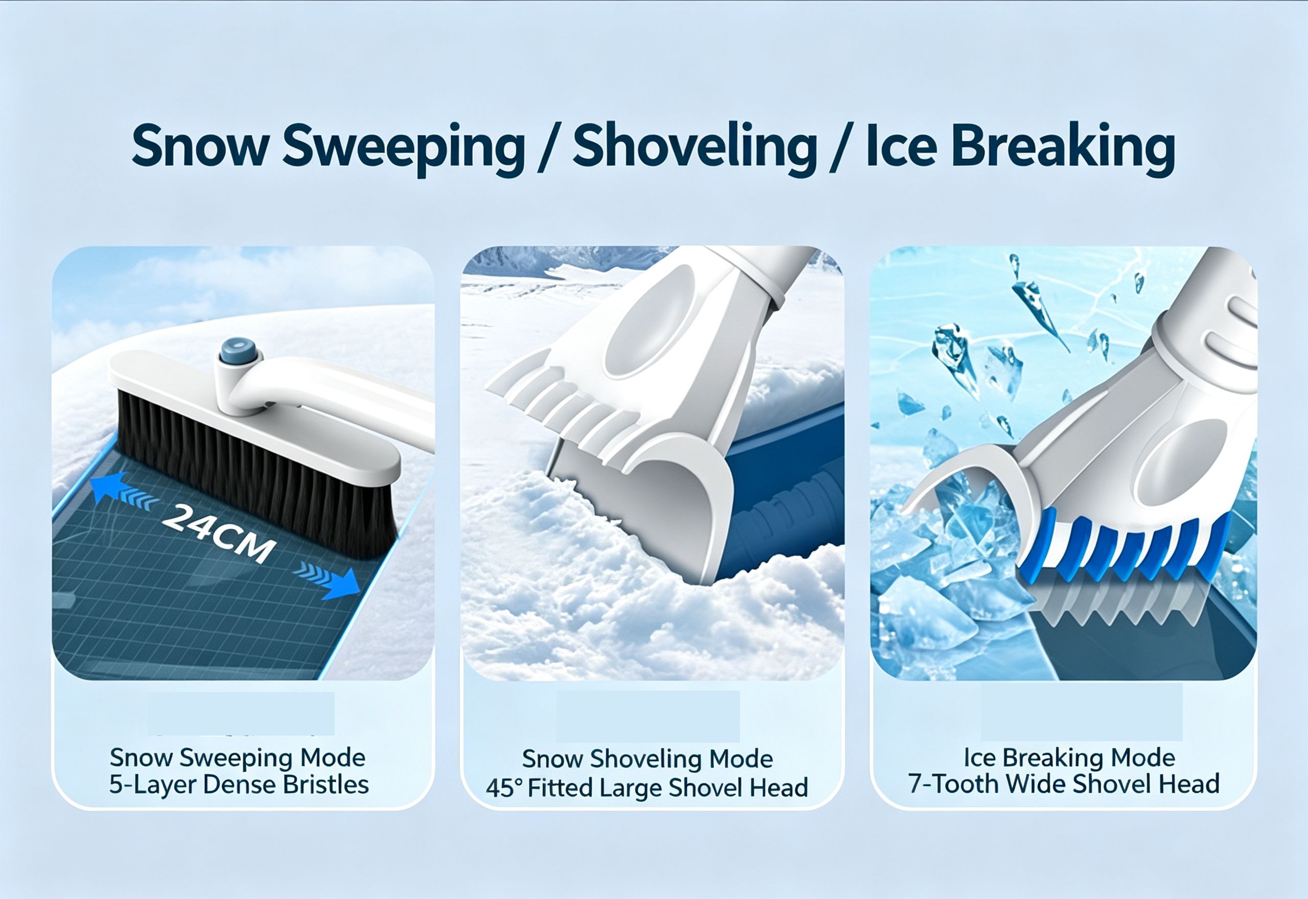 Three-in-One Extendable Car Multi-Function Ice and Frost Removal Shovel,grey — image 4