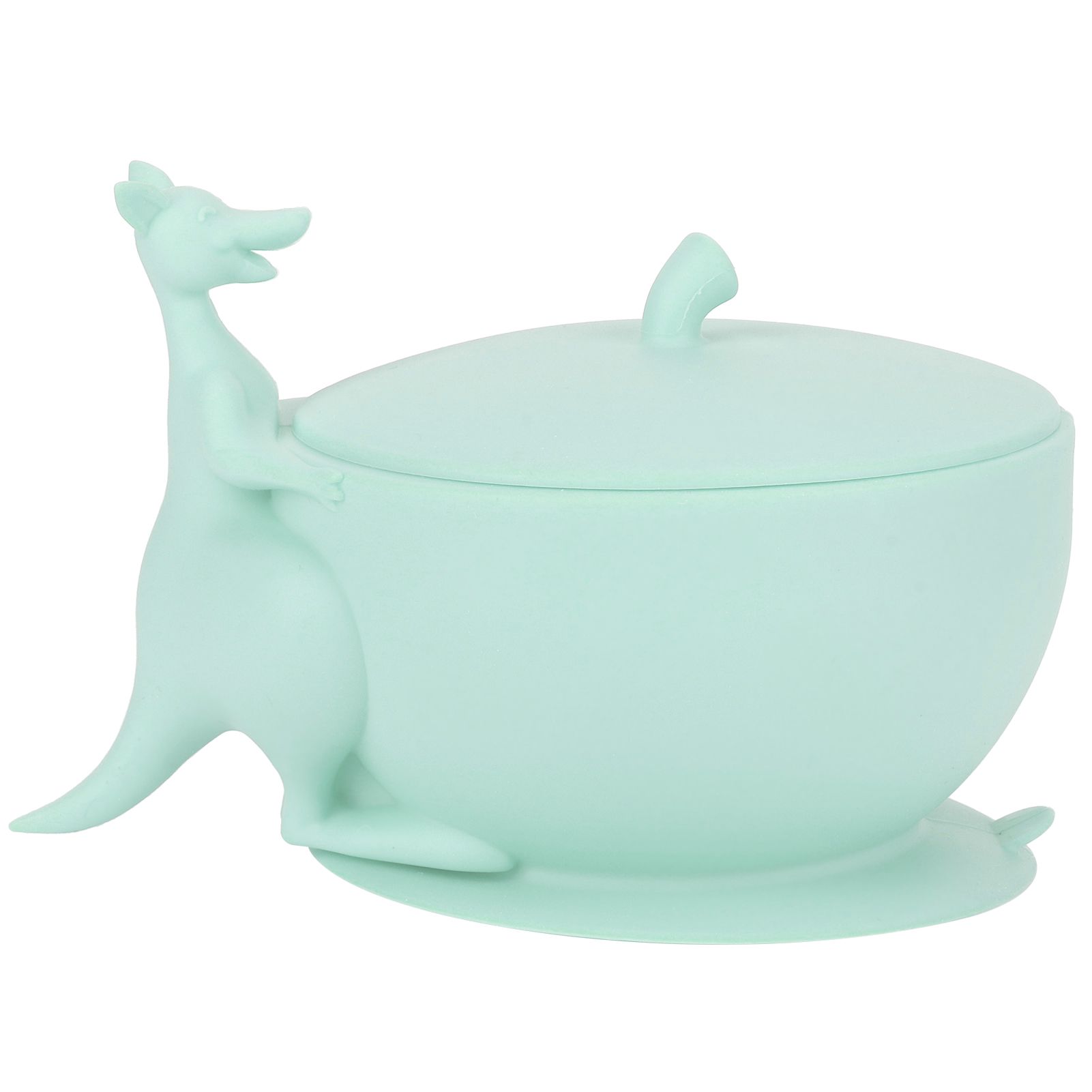 Cute Silicone Baby Feeding Bowl Spoon Set with Suction Base Non-Slip Tableware for InfantLight Green — image 2