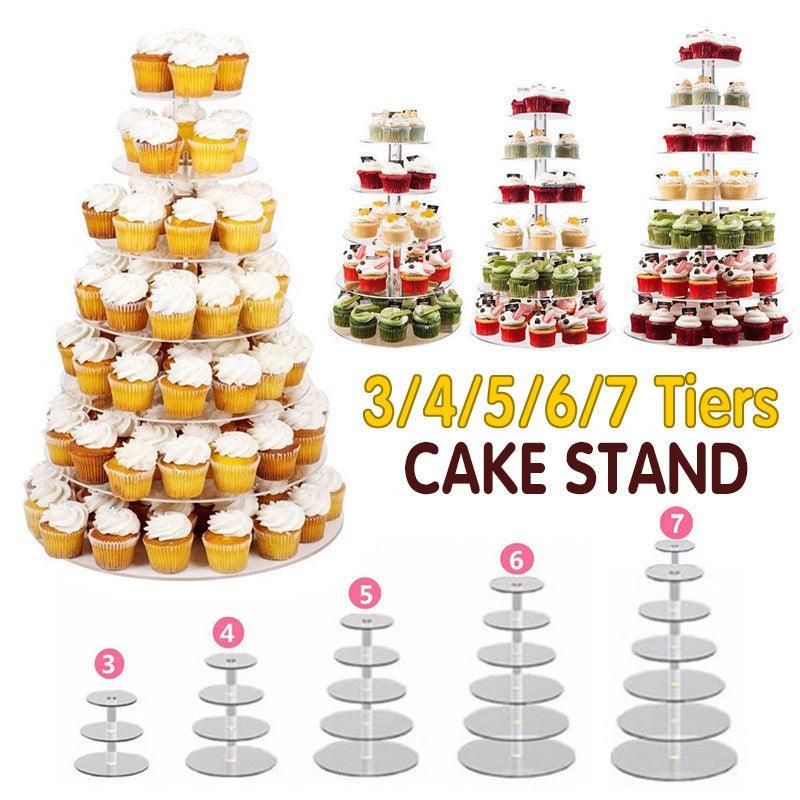Acrylic Cupcake Tower 3 4 5 6 7 Tier Clear Cake Stand for Wedding Party - 5 Tiers — image 2