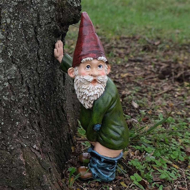 Gnome Statue Willy The Peeing Garden Gnome for Lawn Ornaments, Indoor or Outdoor Decorations - Red and Green Funny Gnomes — image 3