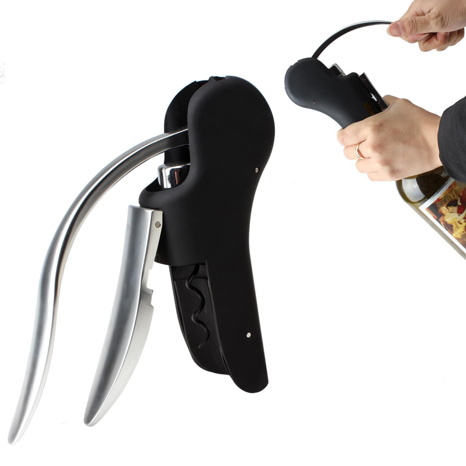 Wine Opener-Wine Bottle Opener Corkscrew Set- Lever Corkscrew Wine Openers with Foil Cutter, Wine Stopper, Pourer and Extra Spiral โ image 4