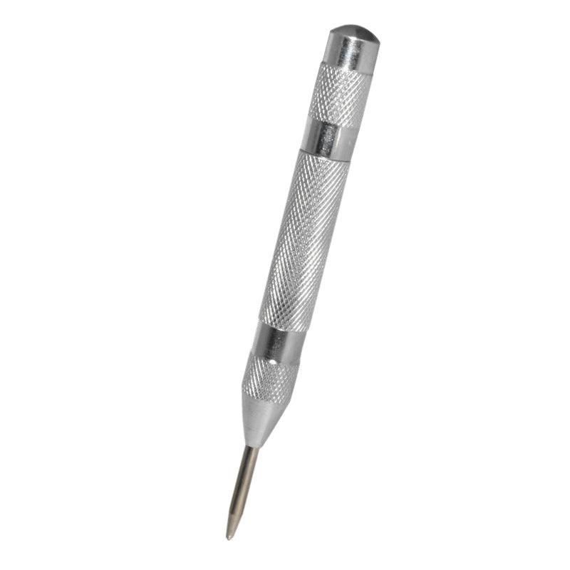 130mm Spring Loaded Centre Punch Automatic Brass Marking Tool Heavy Duty - Silver