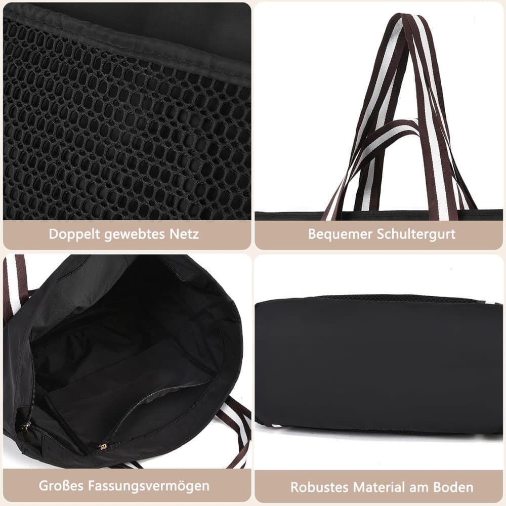 Waterproof Beach Bag for Women with Zipper, Sand-Resistant Design, Shoulder Strap, Perfect for Beach and Travel, Black — image 3