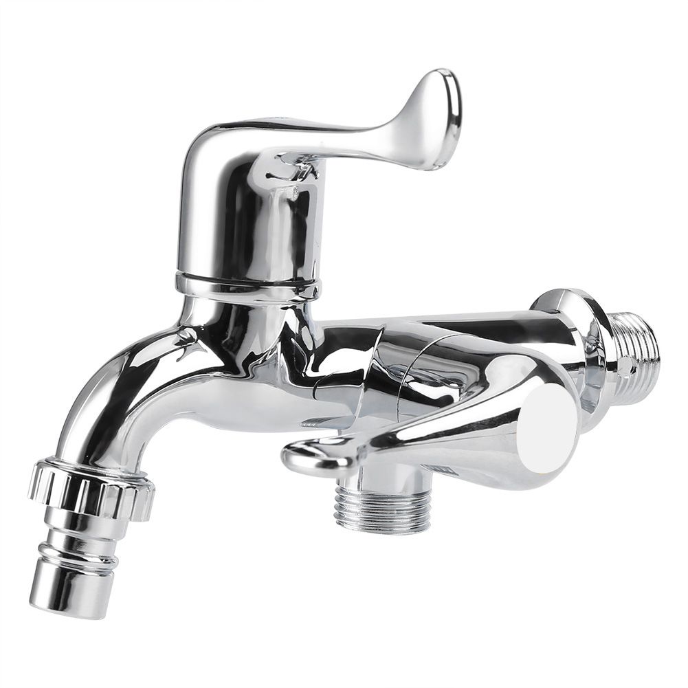 ABS Washing Machine Faucet Sink Basin Water Tap with Double Spout&Handle G1/2 Tail Handle β image 3