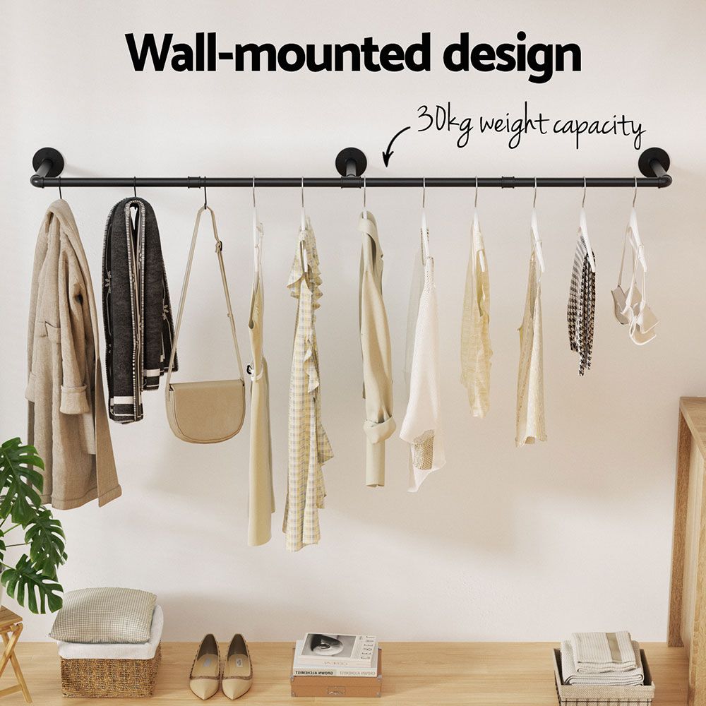 Artiss Clothes Rack Garment Rail Metal Industrial Pipe Wall Mounted 2 Pack โ image 3