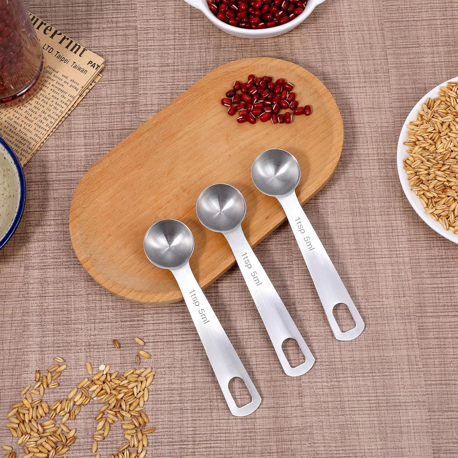 1 Teaspoon Measuring Spoons 3 Pcs Stainless Steel 5ml Small Mini Teaspoon Metal Measuring Spoons for Kitchen Cooking Kitchen CookingSpoon CoffeeSpoon — image 4