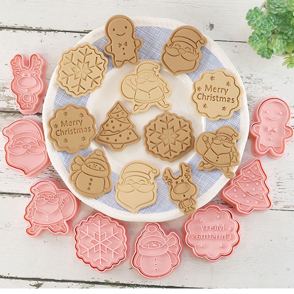 8 Pcs/Set Christmas Themed Cutters Santa Claus Christmas Tree DIY 3D Biscuits Mold Baking Mould Decorating Tools โ image 6