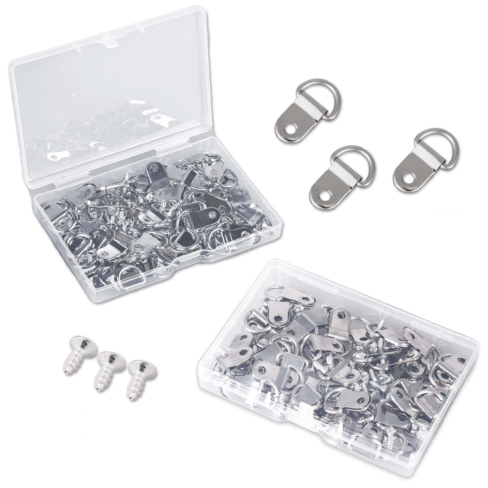 50pcs D Ring Hangers, Heavy Duty Small D-Ring Picture Hangers Kit with 50pcs Screws Nickel Plated Picture Frame Wire Kit โ image 3
