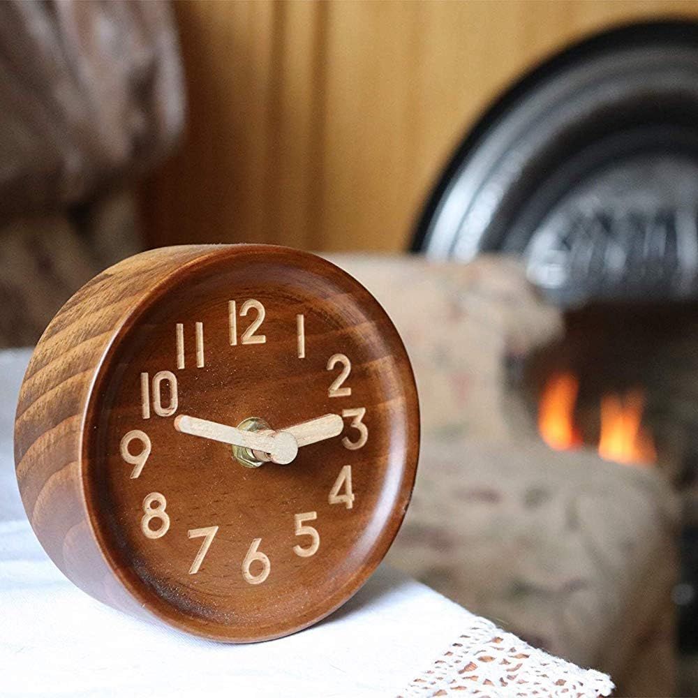 Decorative No-Tick Design – Easy to Read Silent Sweep Mantle Clock – Quiet Tabletop Clocks with Wood Body, Hands, & Battery Cover — image 3