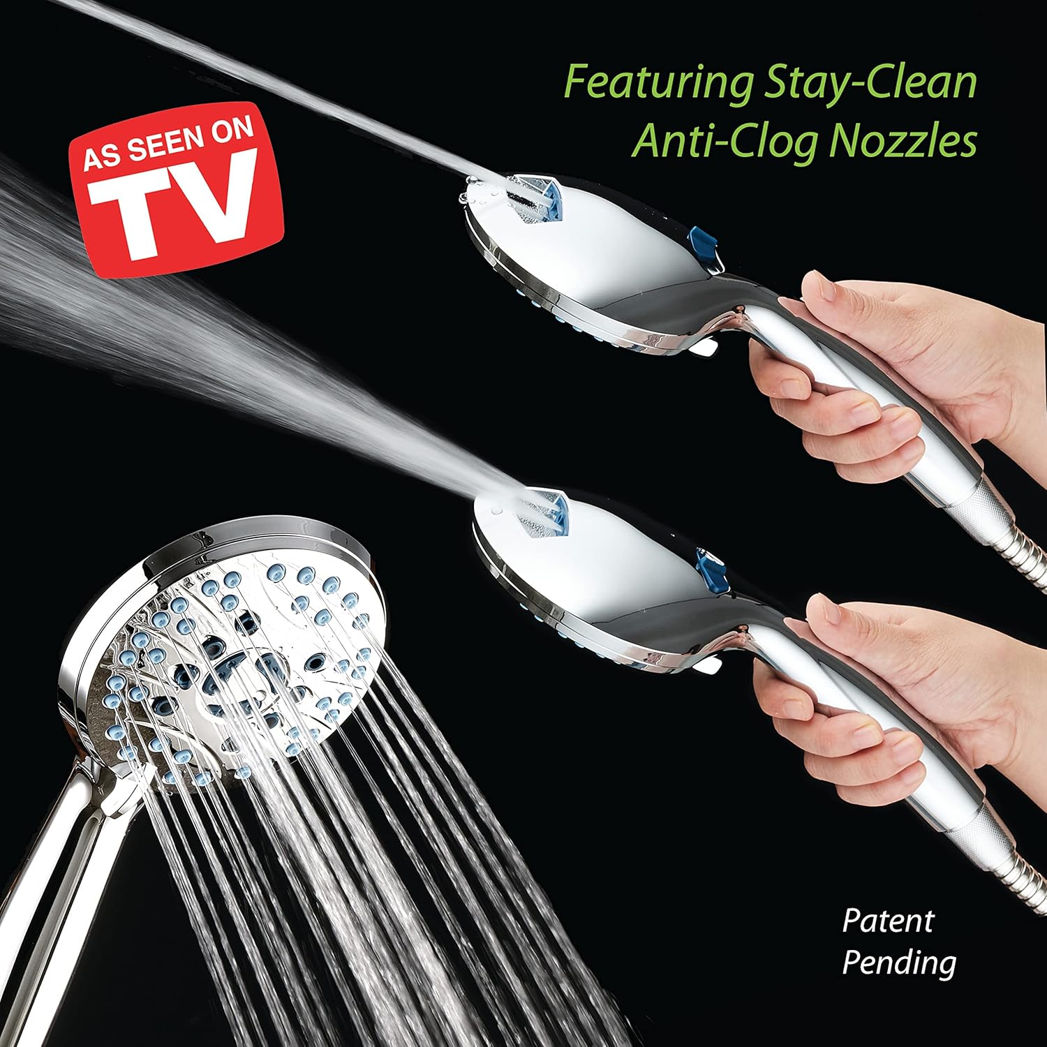 AquaCare High Pressure 8-mode Handheld Shower Head - Anti-clog Nozzles, Built-in Power Wash to Clean Tub, Tile & Pets, Extra Long 6 ft. Stainless Steel Hose โ image 2