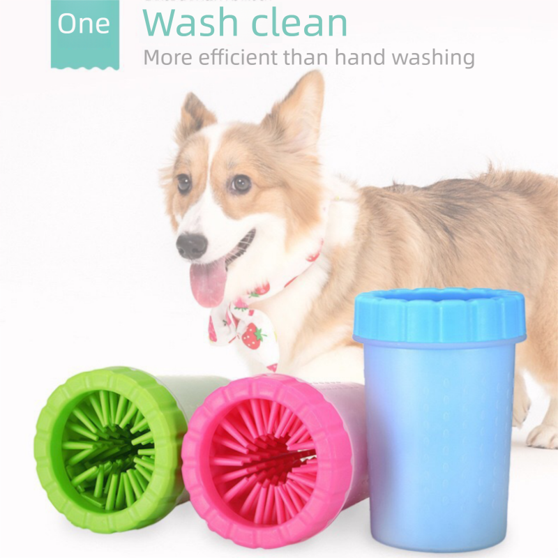 Pink small size Pet Paw Cleaner Cup Portable Dog Paw Washer with Soft Silicone Bristles TPR Silicone Cleaning Cup for Muddy Paws Dogs and Cats — image 3