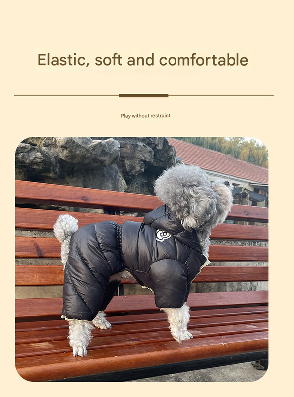 Turmeric Warm Puffer Dog Coat - Waterproof Four-Legged Winter Jumpsuit for Small Dogs — image 5