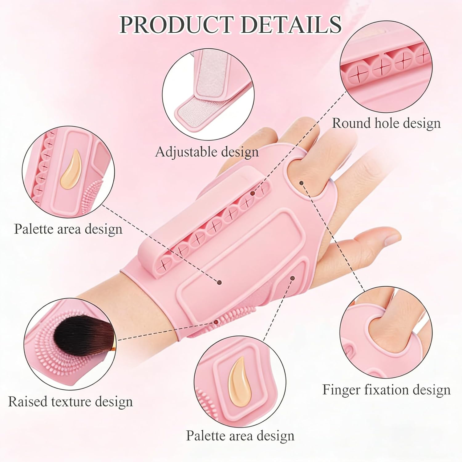 Silicone Makeup Assistant Wristband, Professional Portable Beauty Tool with Brush Holder, Color Mixing Palette & Cleaning Zone, Adjustable Hand Strap for โ image 3