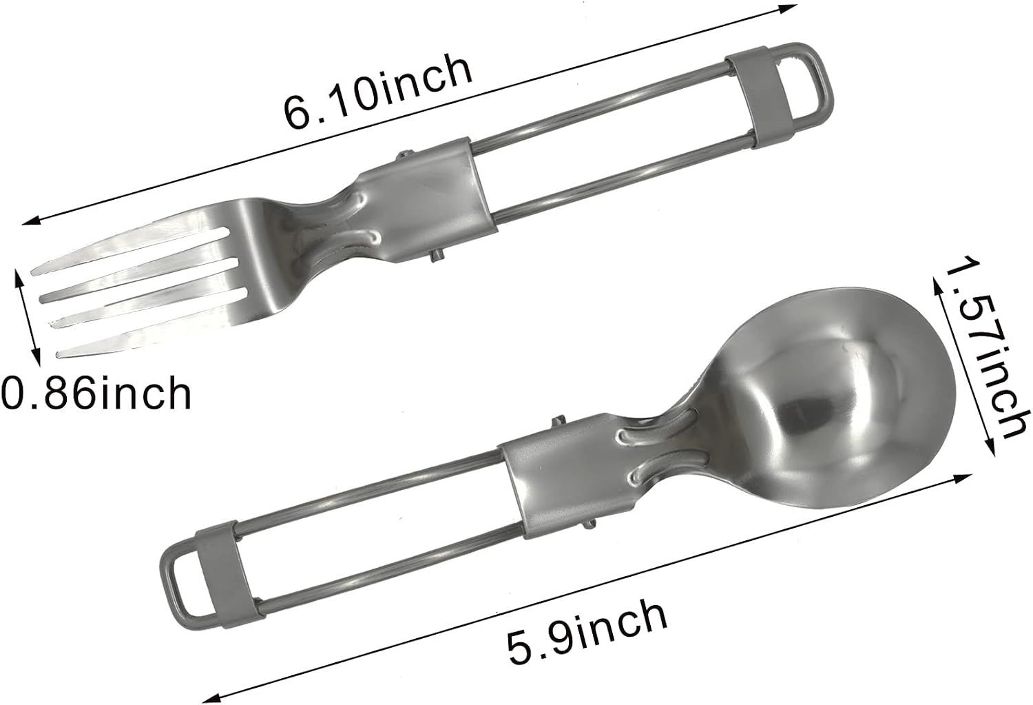 4Pcs Folding Camping Utensils Set Portable Stainless Steel Flatware include Dishwasher Safe Spoon Fork Knife for Picnic Travel Hiking Backpacking — image 5