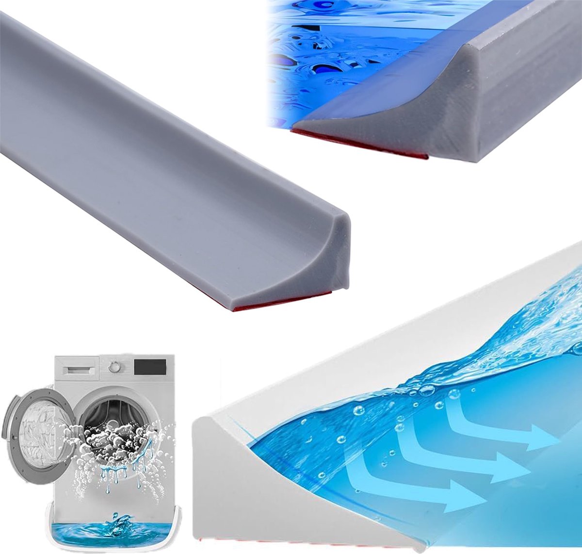 Water Threshold 200cm Grey - Shower Thresholds - Self-Adhesive Shower Water Barrier - Compact - Sanitary Water Stopper - Shower Threshold - Water Stopper