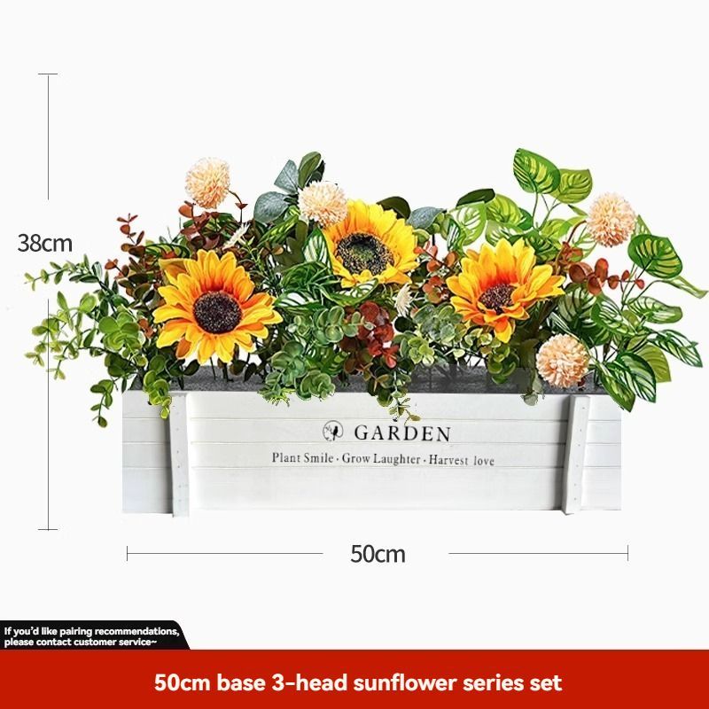 faux potted plant, sunflower, wooden box, home decor, Australia, living room decoration, tabletop decoration, no maintenance plant, realistic artificial โ image 4