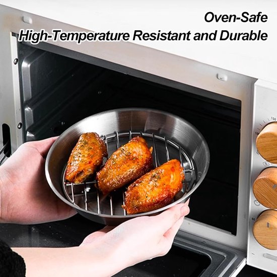 Baking tray for air fryer - Air fryer baking pan - Air fryer accessories - Baking tray with rack - Made of 304 stainless steel - 25 cm โ image 3