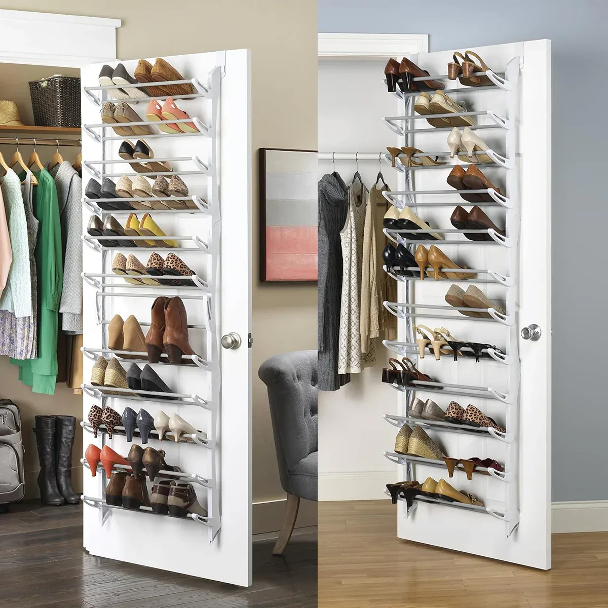 12-Tier Hanging Shoe Rack Over Door Wall Mounted Organiser Dorm Closet Storage — image 5