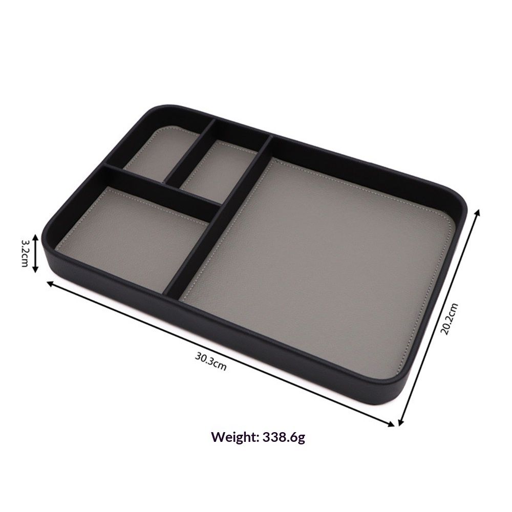 Leather tray - Men's fashionable bedside table storage - Key, watch, wallet, jewelry, watch, miscellaneous tray(grey) — image 5