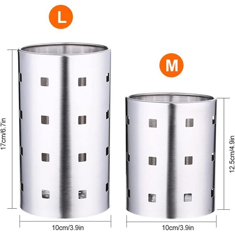 Stainless Steel Cutlery Drainer Kitchen Utensil Holder Cutlery Baskets Organizers Round Storage Rack for Spoons Knives Forks, M — image 4