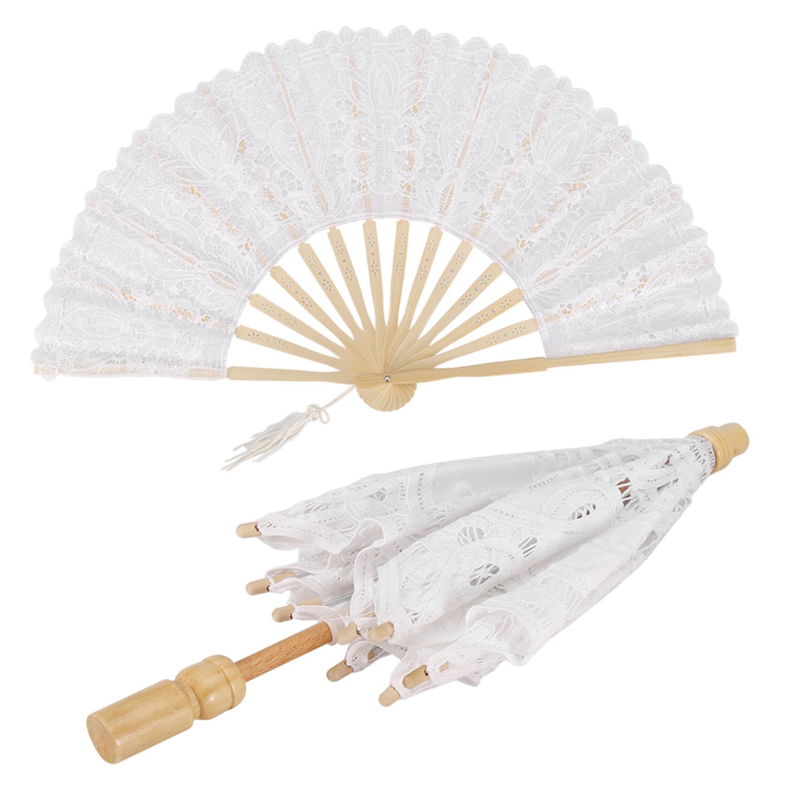 Lace Umbrella Fan Parasol for Lady Women Party Decor Dancing Photography Prop — image 3