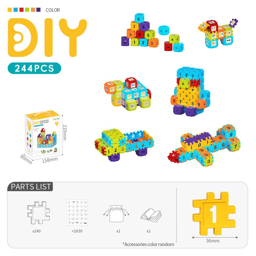 Creative DIY Puzzle Building Blocks Set for Kids Ages 3+ – Colorful Snap-Together Squares for Early Learning, Alphabet & Number Recognition, and Fun 3D Shape — image 6