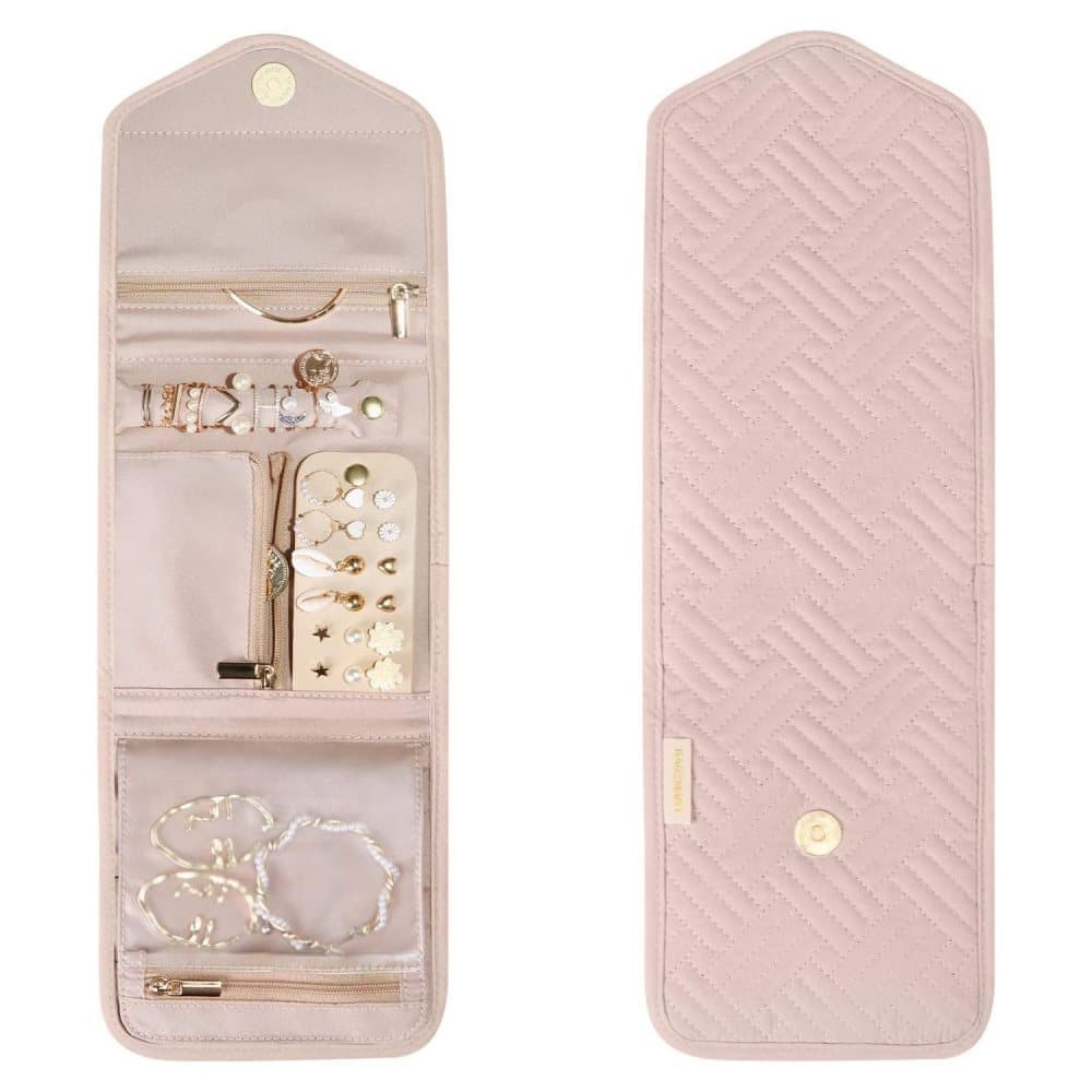 Pink Travel Jewelry Box with Compartments, 15cm, Compact Jewelry Storage Bag Easy to Carry in Your Bag โ image 4