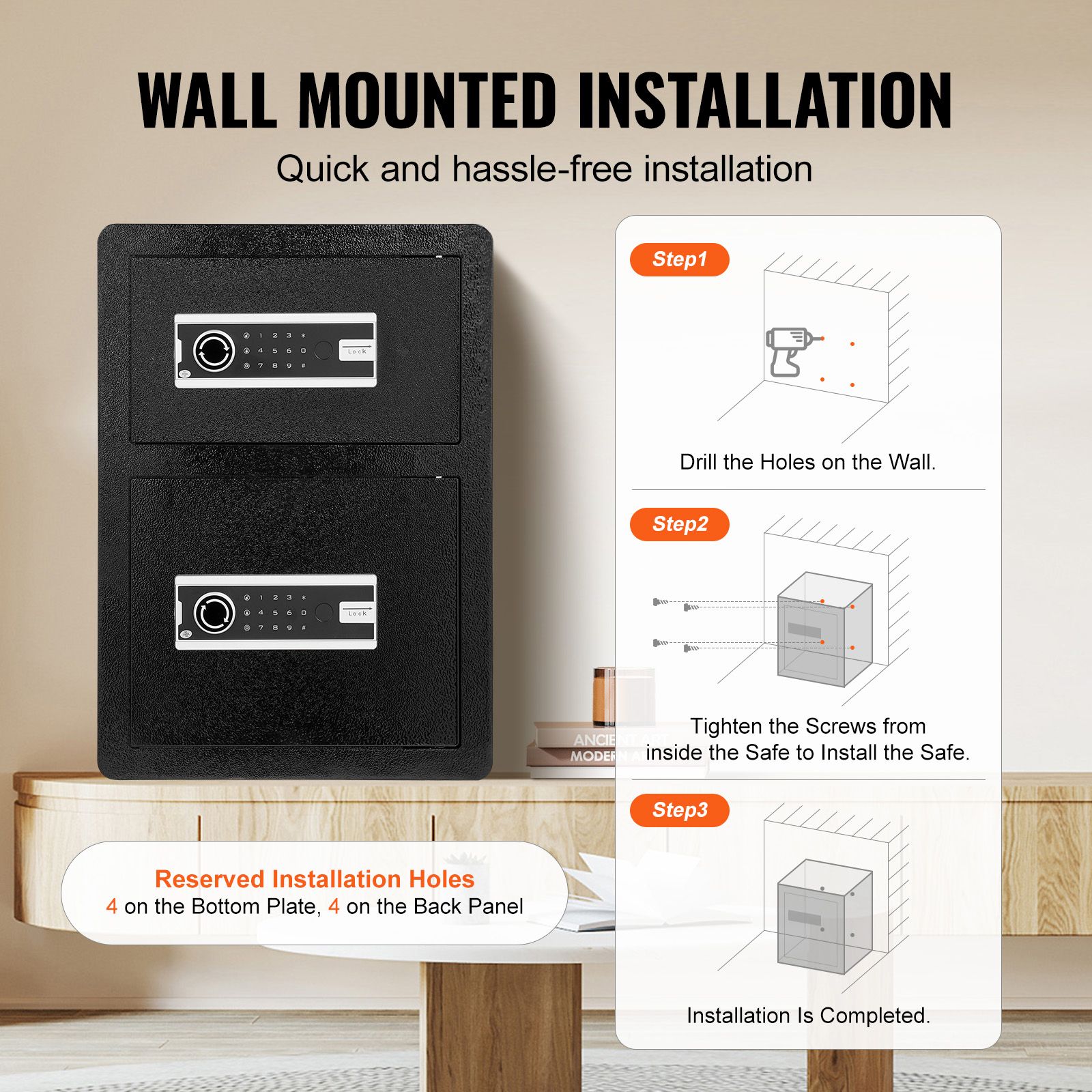Double Door 3.5 cu.ft Safe Box with Key Lock Password Fireproof Bag Black โ image 6